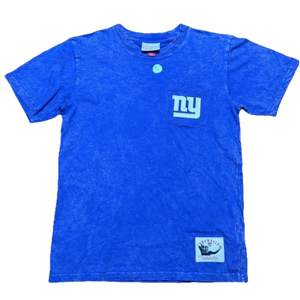 New‎ York Giants Blue Mitchell & Ness Youth Large 14/16 Throwback T-shirt NWOT
